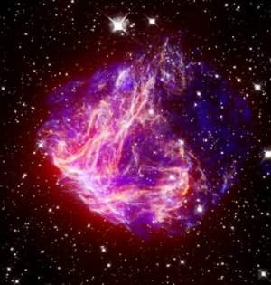 Crédit : X-ray: NASA/CXC/Caltech/S.Kulkarni et al.; Optical: NASA/STScI/UIUC/Y.H.Chu & R.Williams et al.; IR: NASA/JPL-Caltech/R.Gehrz et al.